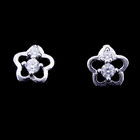 Heart Shape Silver Cubic Zirconia Earrings Plated Simple Rhodium Jewelry For Women