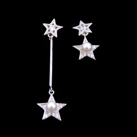 Rosette Shape Silver Pearl Earrings Sterling Silver Lovely Jewelry For Kids